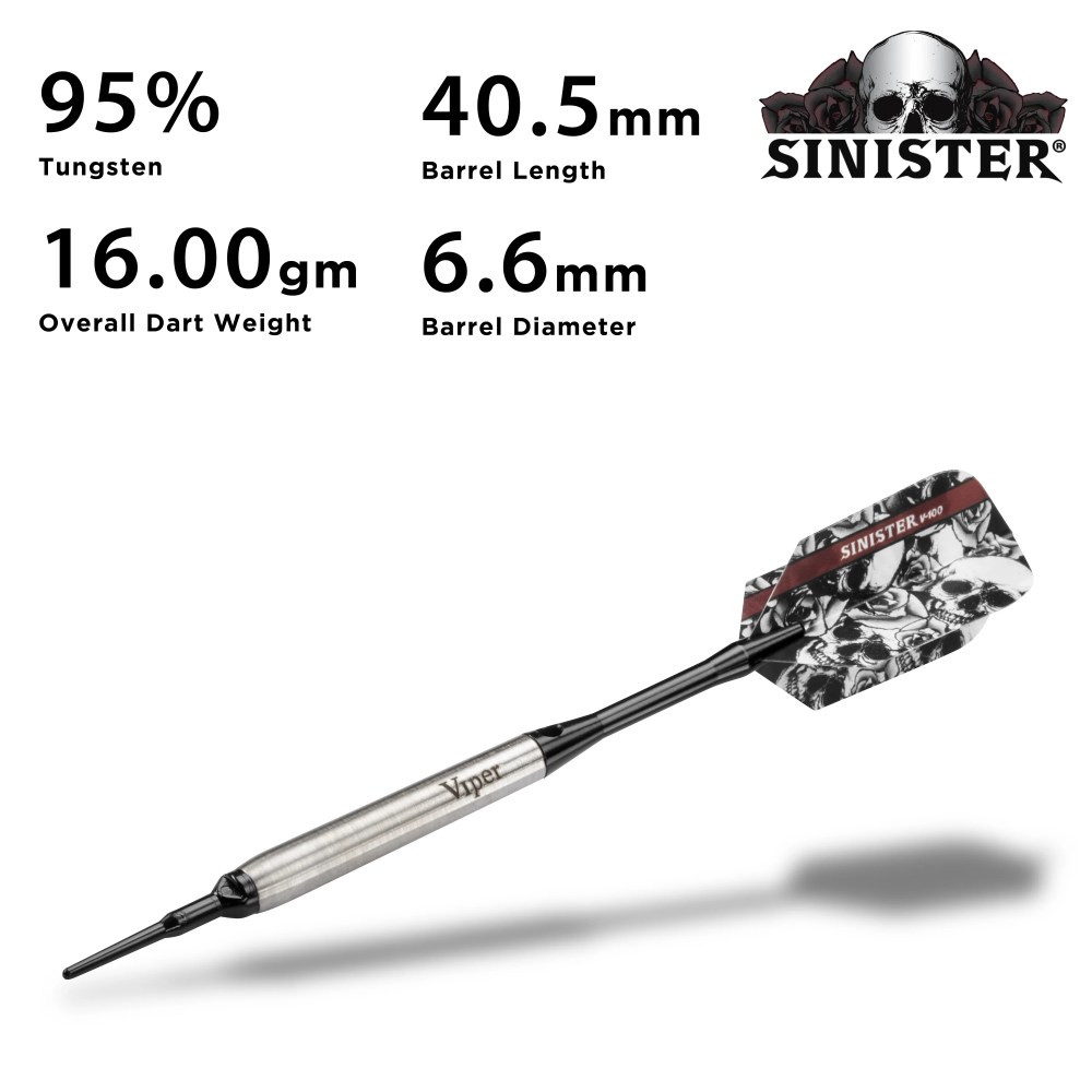 Viper Sinster 95 Tungsten Soft Tip Dart Set, Smooth, 16 Grams - Image 6