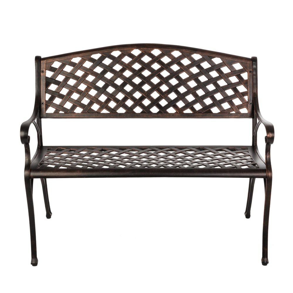 Antique Bronze Cast Aluminum Patio Bench - Image 2