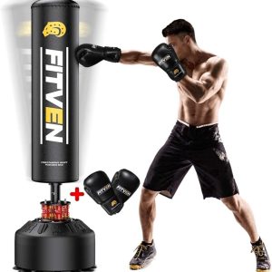 UPGO Freestanding Punching Bag with Boxing Gloves Heavy Boxing Bag with Suction Cup Base - Men Stand Kickboxing Bag