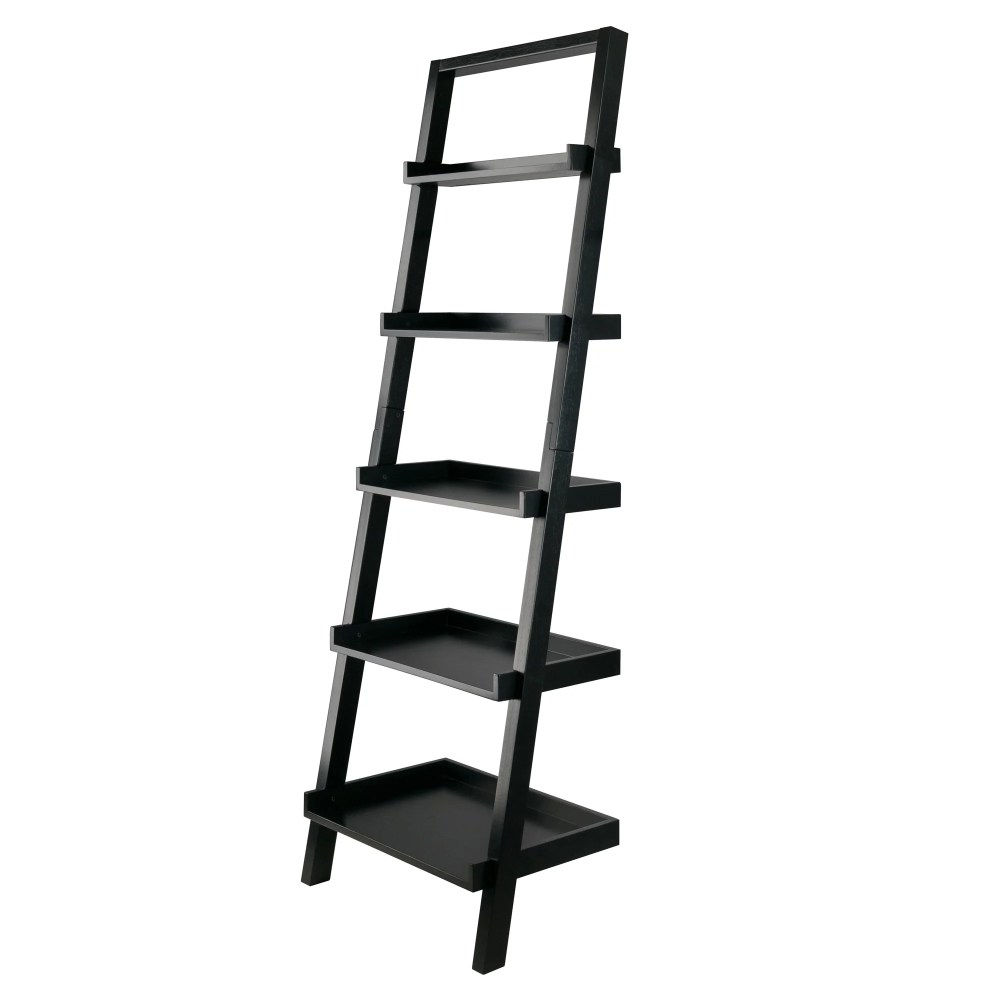 Winsome Wood Bellamy Leaning 5-Tier Shelf,Black Finish