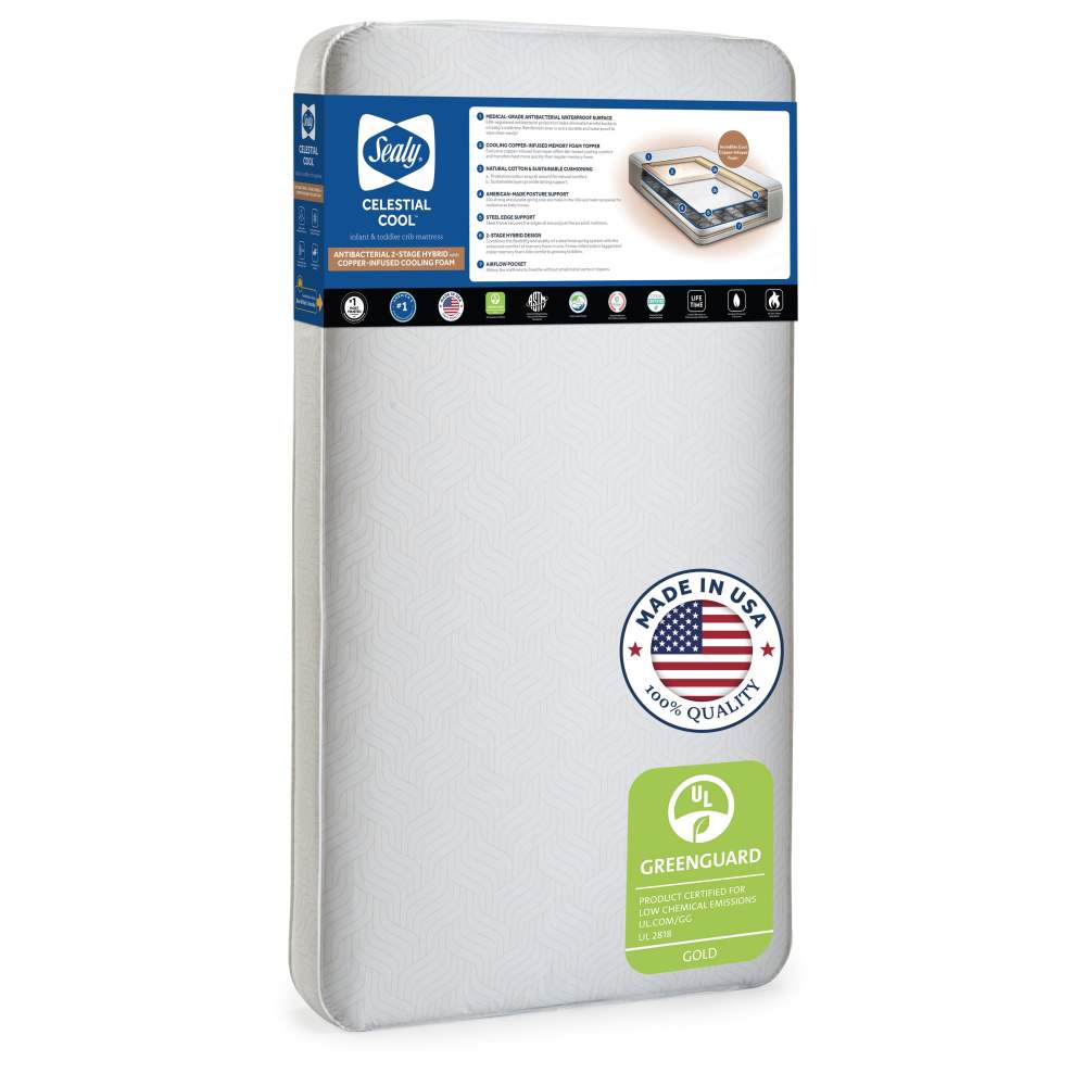 Sealy Celestial Cool 2-Stage Crib Mattress and Toddler Mattress, Cooling Copper Foam