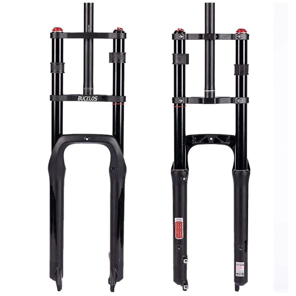 BUCKLOS 26 inch 4.0 Fat Tire Electric Bike Air Suspension Fork,  180mm Travel Spacing Hub 135mm 1 1/8 Straight Tube MTB Manual Lockout 9mm QR Mountain Bike Double Shoulder Ebike Front Forks