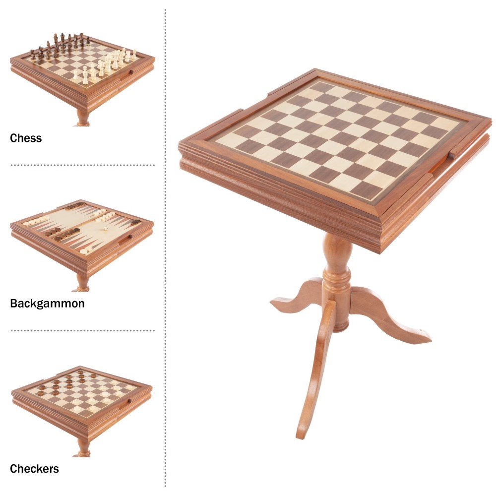 3-in-1 Reversible Game Table with Chess and Backgammon Set - Image 13