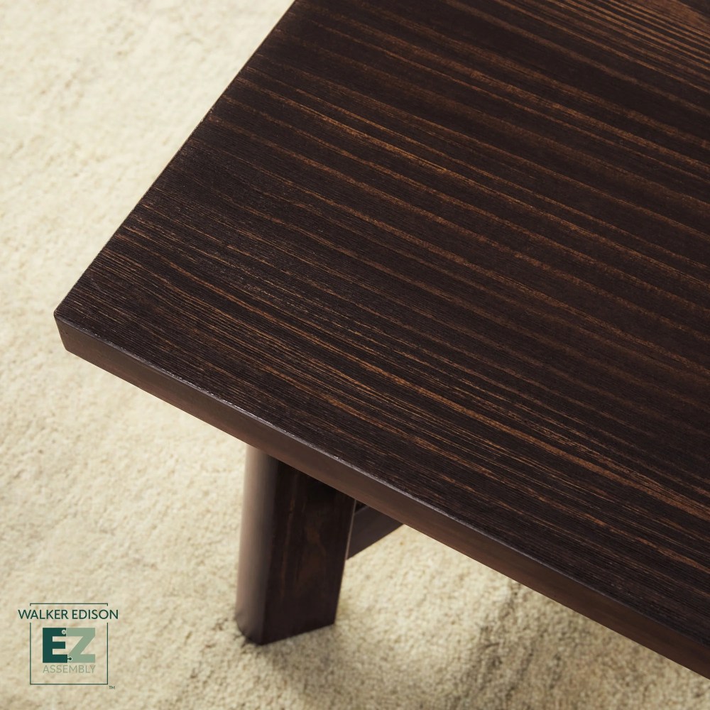 Walker Edison Modern Farmhouse Easy Assembly Wood Coffee Table Espresso - Image 2