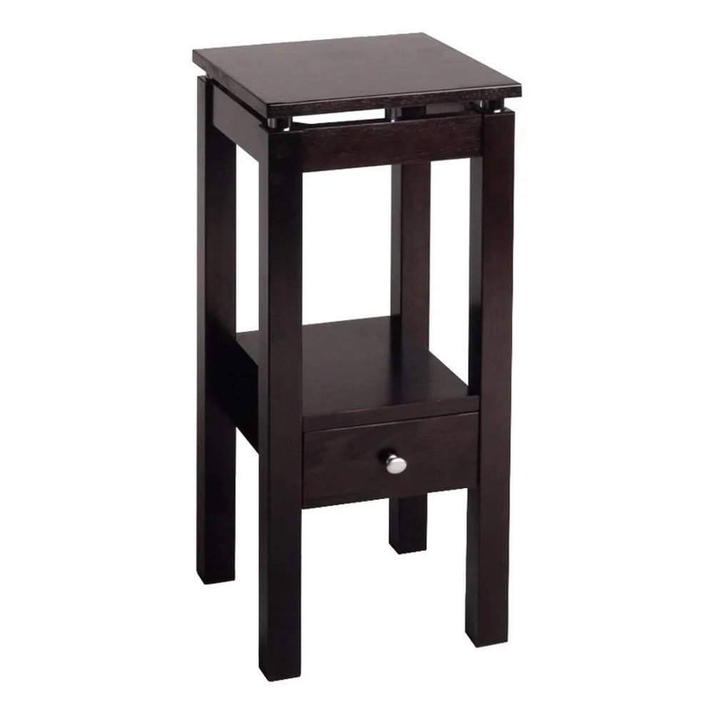 Winsome Linea Transitional Solid Wood End Table with Chrome Accents in Espresso