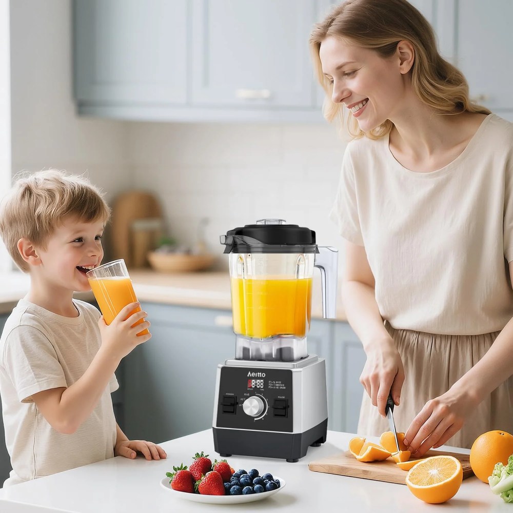 Aeitto Blender for Kitchen, 68oz 1800W Smart Blender for Smoothies withStainless Steel 6-Blade, 7 Preset Programs, Digital Timer & Custom Speed Control - Image 8