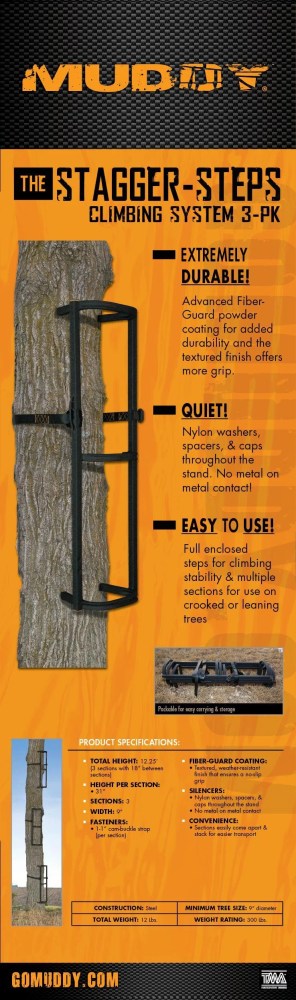 Muddy Stagger Step 3 Pack- Great for Crooked or Leaning Trees, Black (MUD-MCS1200-3) - Image 7