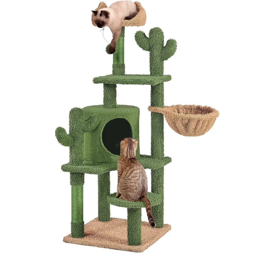 Alden Design 53"H Cat Tree Furniture Natural Sisal Cat Tower for Small- to Medium-sized Cats