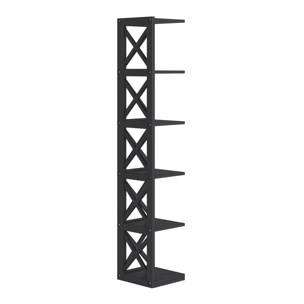 Weston Home Rebecca Wood 5-Shelf Corner Bookcase,Black - Image 2