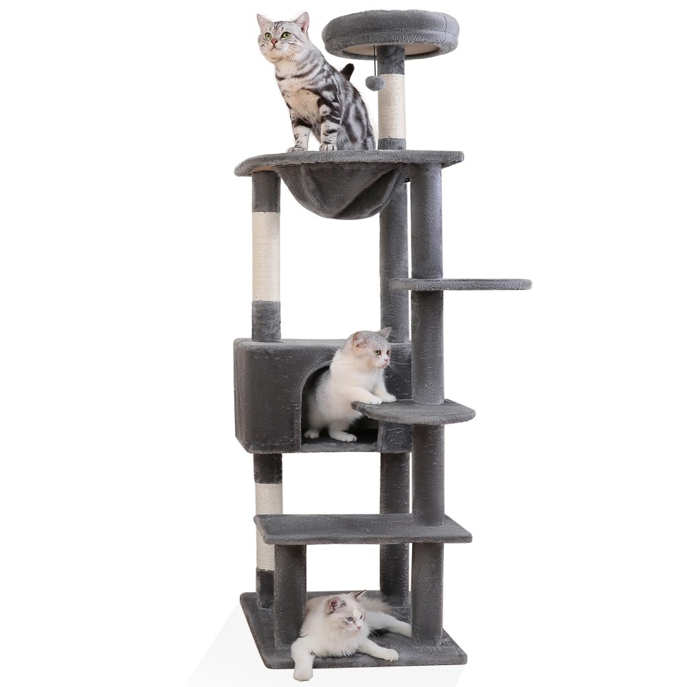 Vibrant Life 70" Cat Tree for Indoor Cat, Multi-Level Cat Tower with Scratching Posts, Gray - Image 8