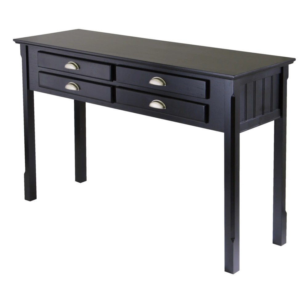 Winsome Wood Timber Console Table with Four Drawers,Black Finish