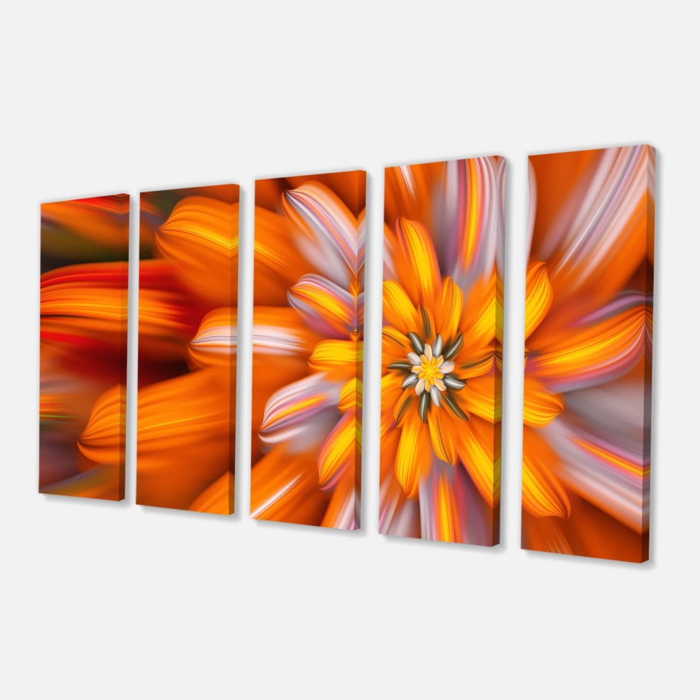 Designart 'Massive Orange Fractal Flower ' Floral Canvas Art Print - Image 3