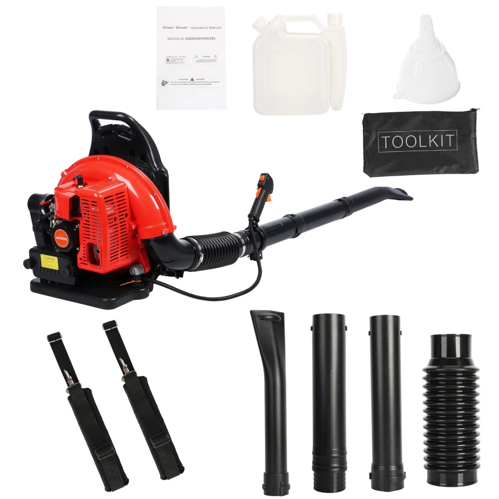 JNXYL EB650 Leaf Blower with Backpack,Cordless Leaf Blowers for Lawn Care, 63CC 2 Stroke 665CFM Gas Powered Blower with Extention Tube for Home Blowing Leaf,Snow Blowing, Dust