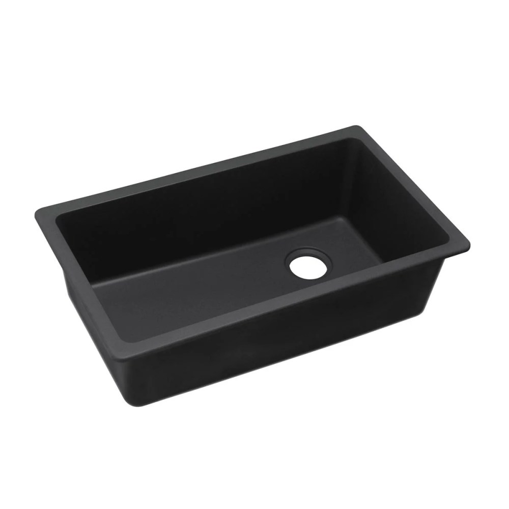 Elkay Quartz Classic 33" x 18-3/4" x 9-1/2",Single Bowl Undermount Sink,Black Black