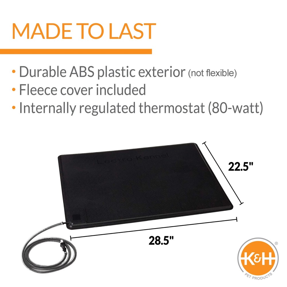 K&H Pet Products Original Lectro-Kennel Outdoor Heated Dog Pad with Free Cover Black Large 28.5 X 22.5 Inches - Image 5