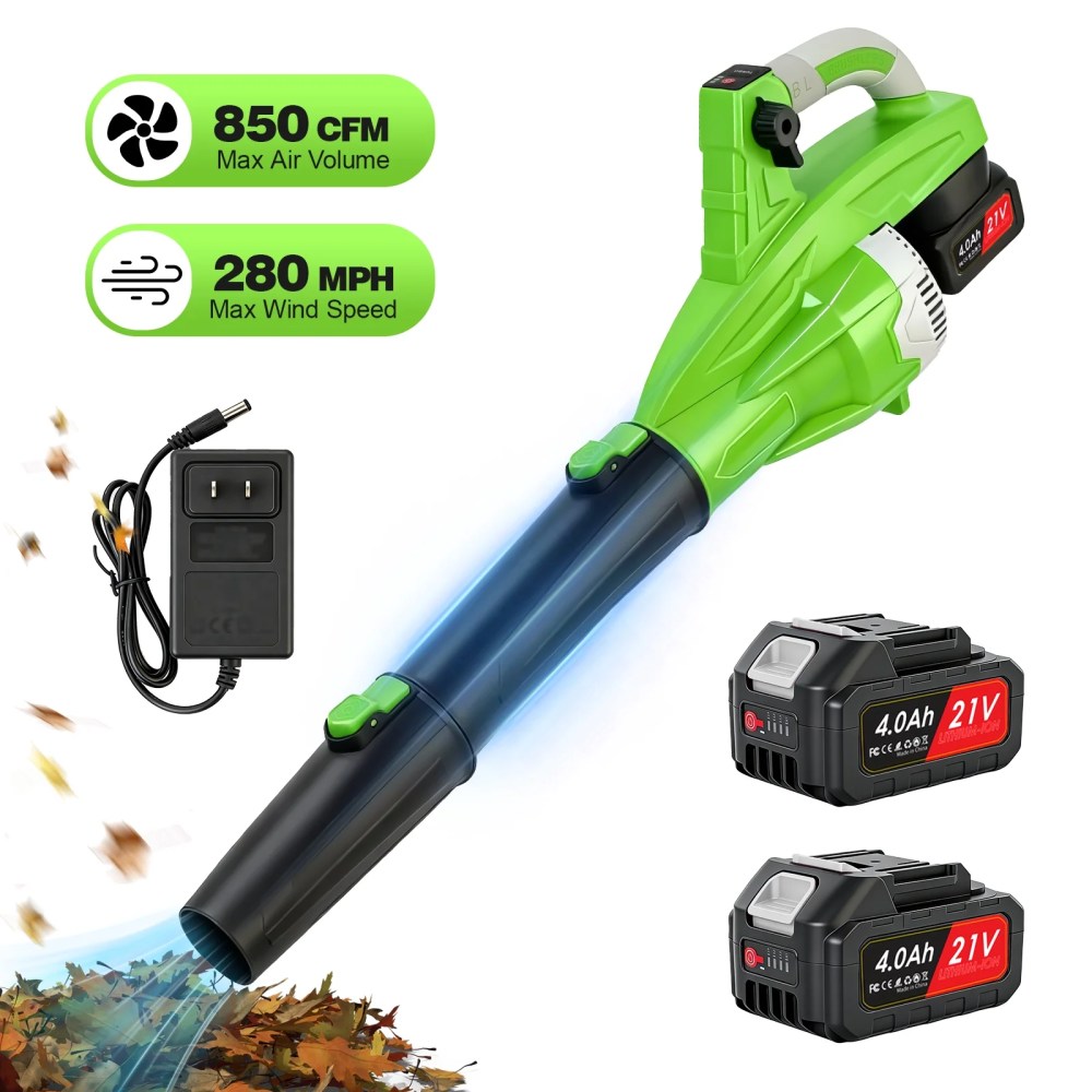 Cordless Leaf Blower,200 MPH 850 CFM Electric Blower with 8 Speeds,2x4.0AH Batteries and Charger,Lightweight for Yard,Patio and Dust Cleaning