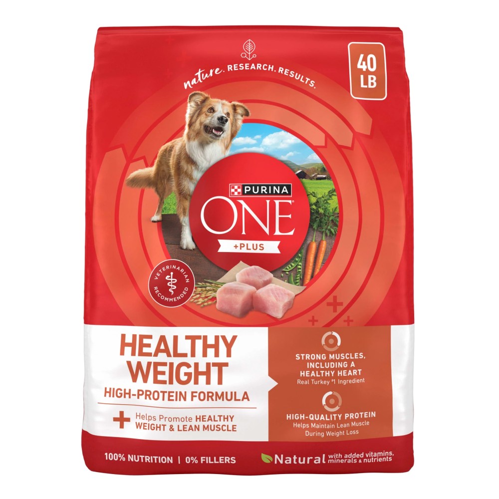 Purina One Plus Dry Dog Food High Protein Healthy Weight,  Real Turkey 40 lb Bag