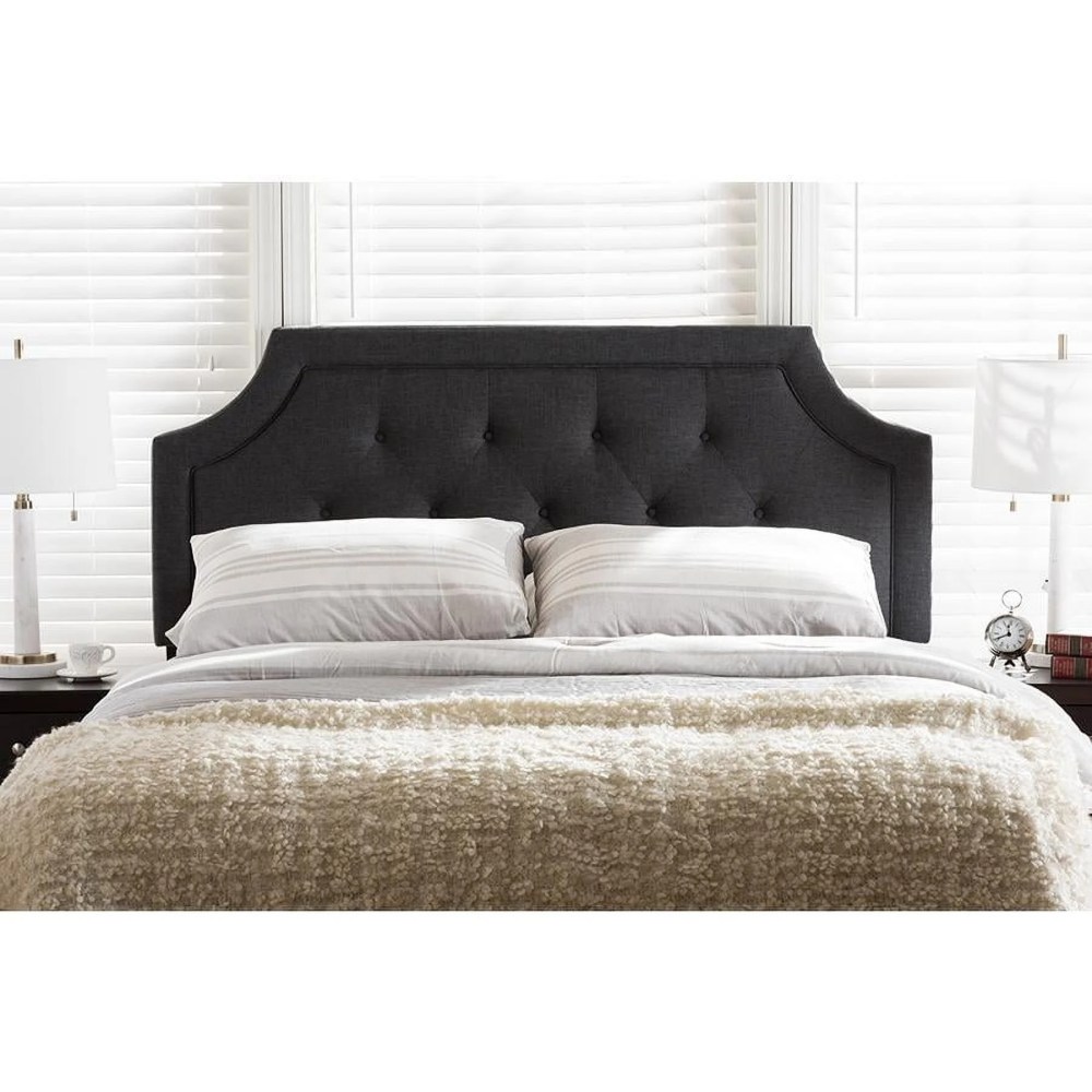Baxton Studio Mars Modern and Contemporary Dark Grey Fabric Full Size Headboard - Image 4