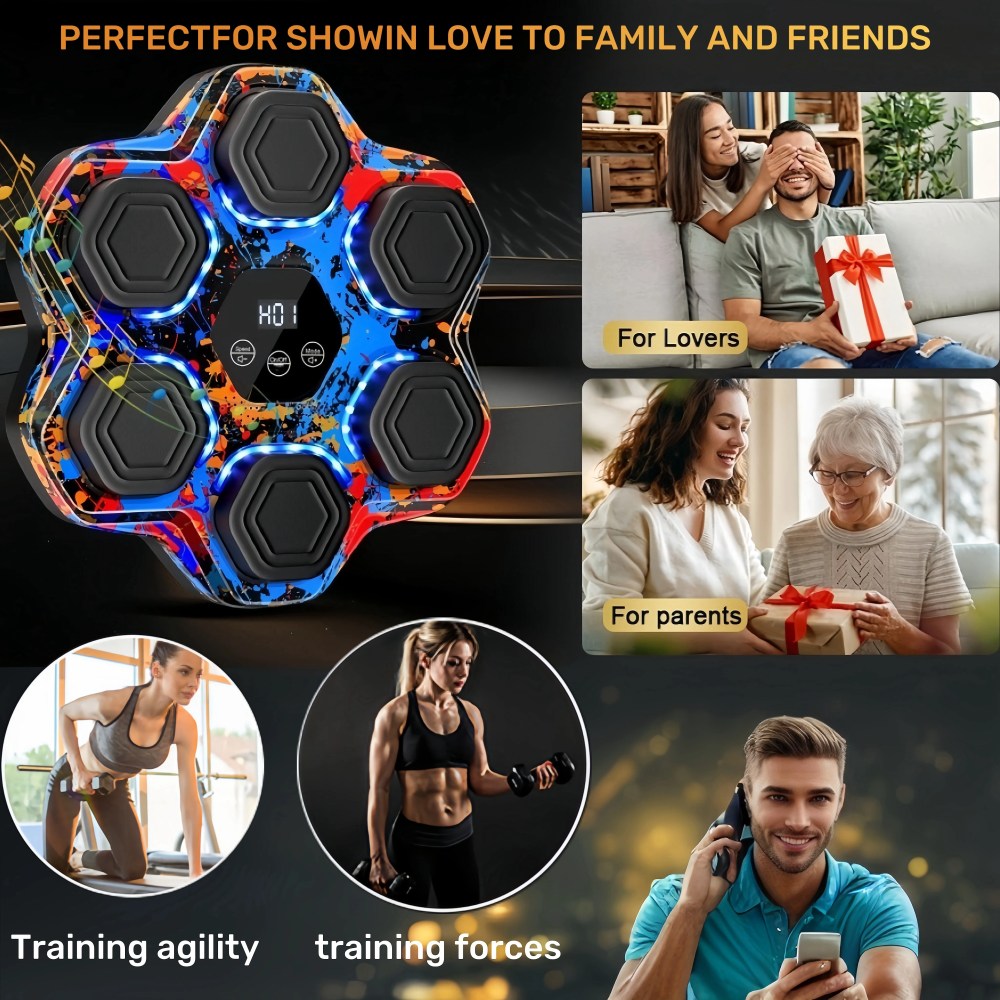 Music Boxing Machine, Smart Bluetooth Boxing Machine for Kids Adult, Wall Mounted Music Punching Trainer with Gloves, LED Electronic Boxing Target Equipment with 9 Modes & 9 Speeds for Home, Gym - Image 6