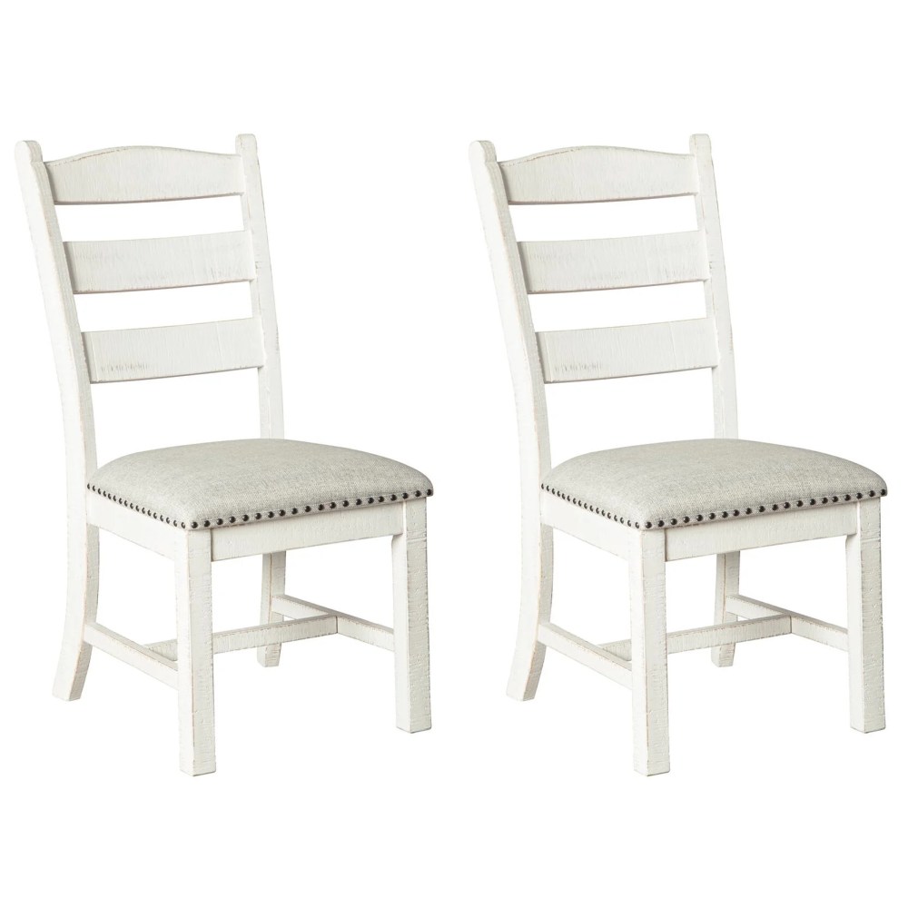 Signature Design by Ashley Valebeck Vintage Farmhouse Cushioned Dining Chair,Set of 2,Whitewash