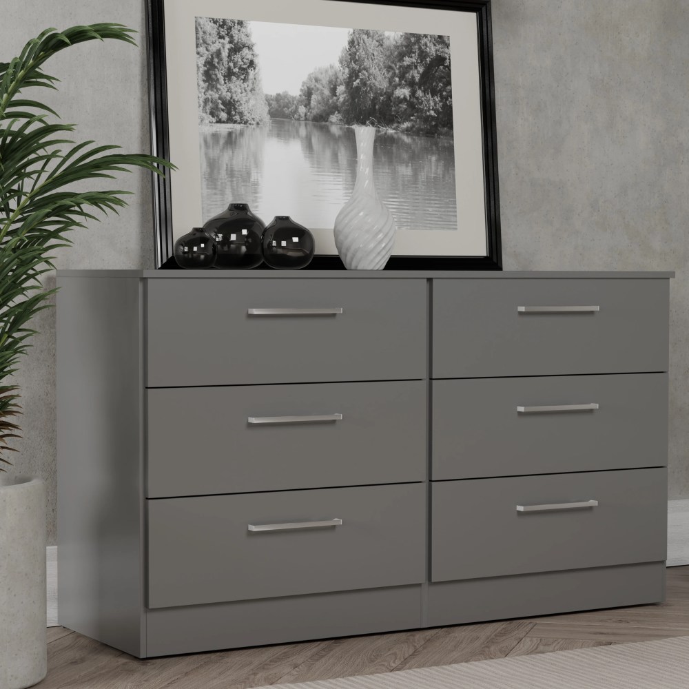 Kappesberg Jolyne 6-Drawer Horizontal Dresser,Modern Gray Bedroom Storage - for Adults and Teens