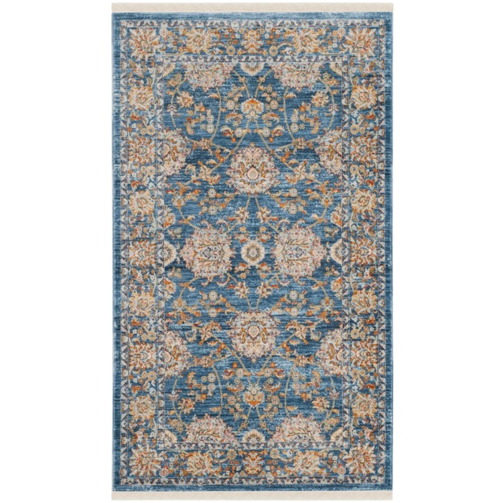 SAFAVIEH Vintage Persian Maggie Distressed Polyester Area Rug, Turquoise/Multi, 8" x 10" - Image 2
