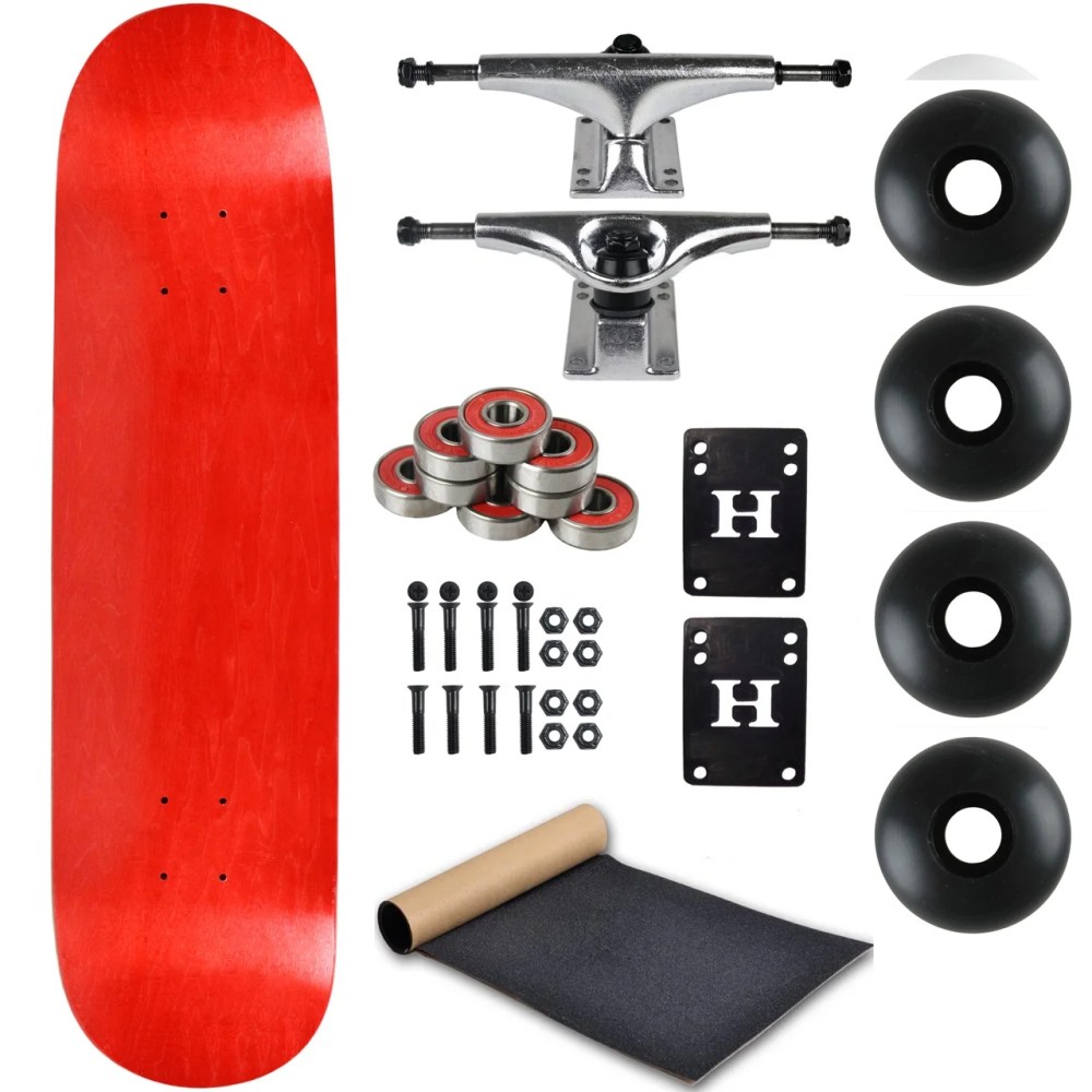 Blank Skateboard Complete 8.25" Red with Silver Trucks and Black Wheels