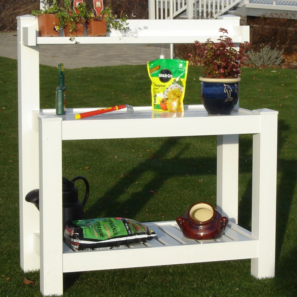 DuraTrel Hillcrest White Vinyl Potting Bench