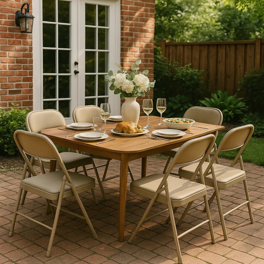 Vebreda Padded Metal Folding Chair,4-Pack,Kahki - Image 4