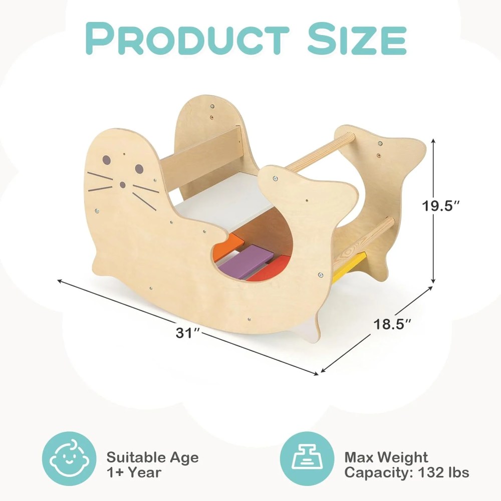 OLAKIDS Climbing Toys for Toddlers, 3 in 1 Pikler Montessori Wooden Arch Climber Rocker Ladder, Indoor Kids Activity Climb Toy Gym Playground Play Structure Gift for Children Boys Girls - Image 4