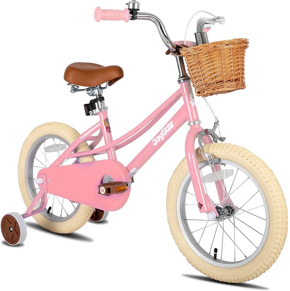 JOYSTAR Girls Bike for 2-13 Years Old Toddlers and Kids, 12" 14" 16" 18" Kids Bike with Training Wheels & Basket, 20 Inch Kid's Bicycle with Kickstand, Retro Style Bikes