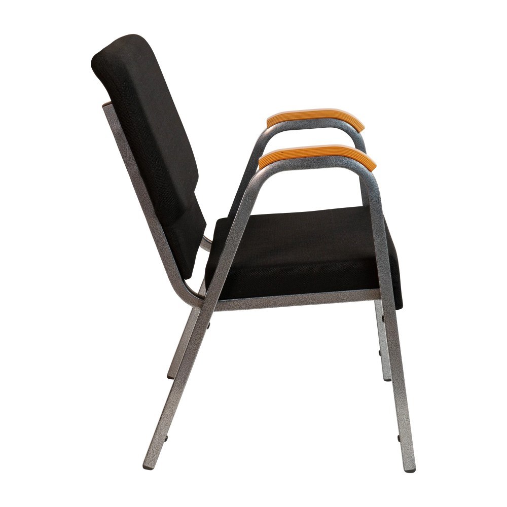 Flash Furniture HERCULES Series 21"W Stacking Wood Accent Arm Church Chair in Black Fabric - Silver Vein Frame - Image 5