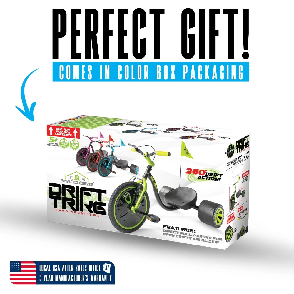 Drift Trike for Kids Ages 5 with Adjustable Seat and 16" Front Wheel-Madd Gear - Image 7