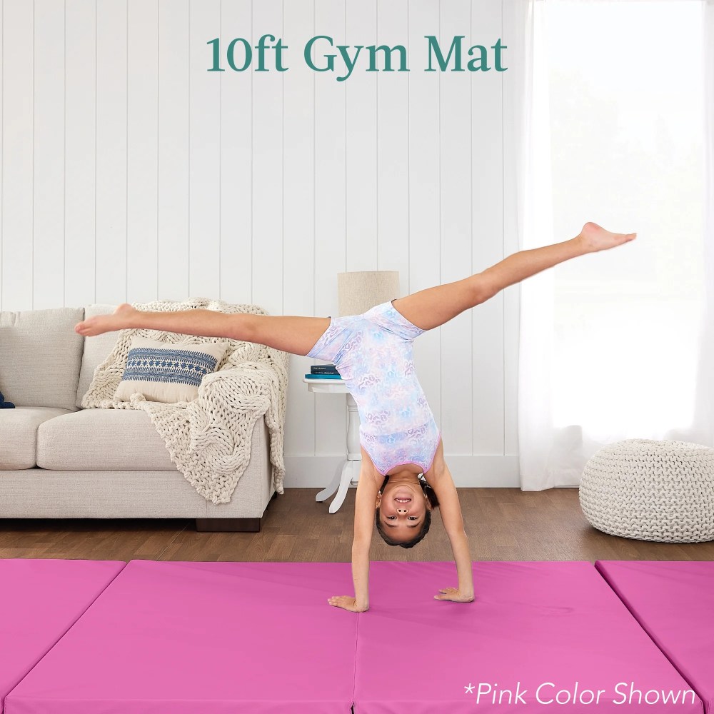 Best Choice Products 10ftx4ftx2in Folding Gym Mat 4-Panel w/ Carrying Handles & Folding Balance Beam - Purple - Image 6
