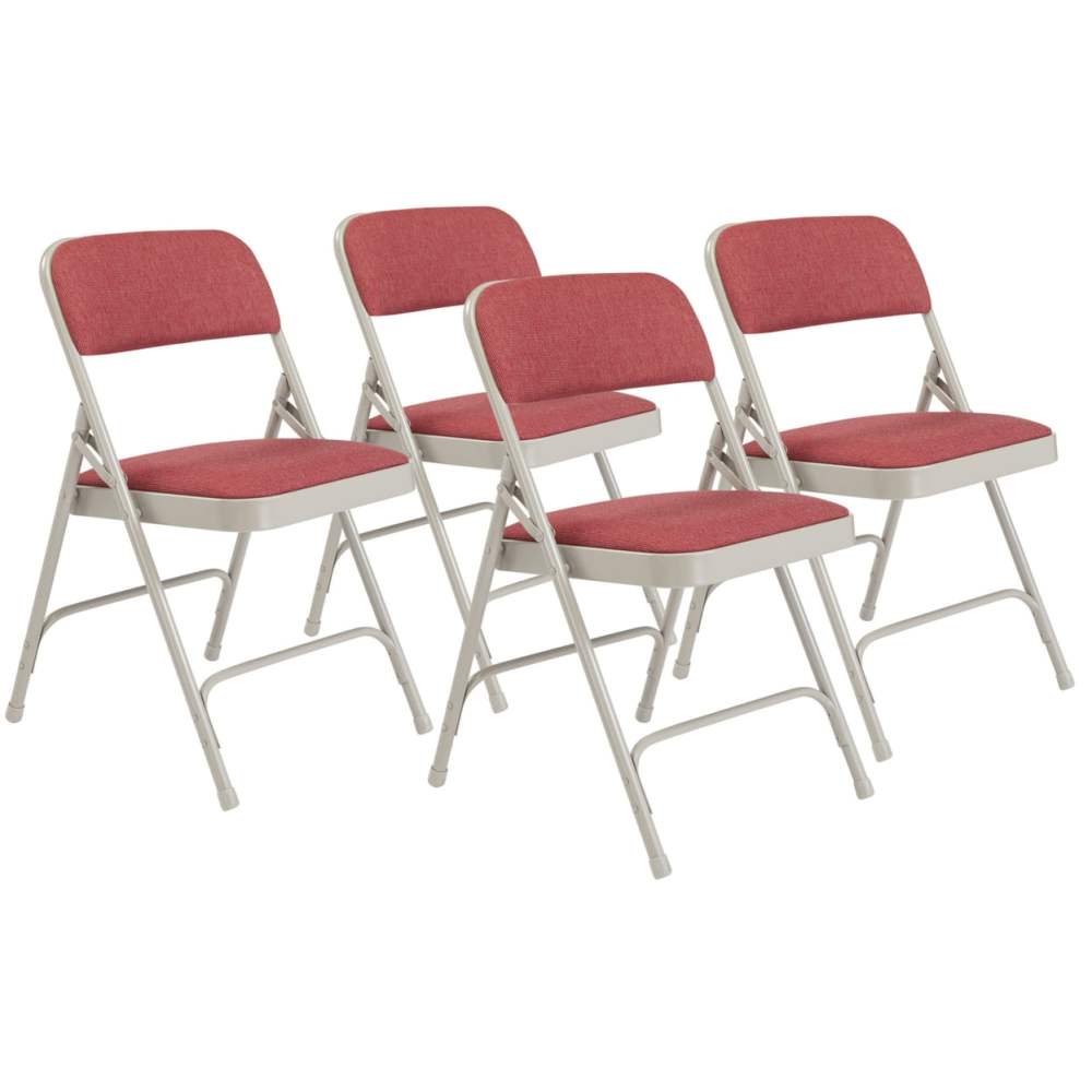 (Pack of 4) NPS 2200 Series Fabric Upholstered Double Hinge Premium Folding Chair, Majestic Cabernet
