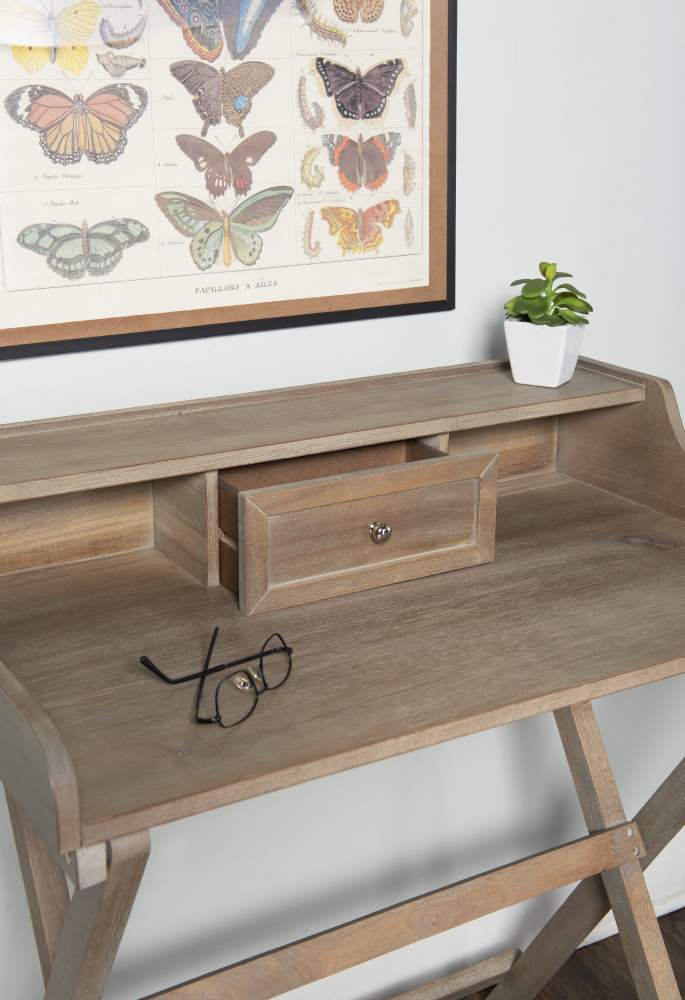 Linon Coy Folding Desk,34.25" Tall,Rustic Brown Finish - Image 3