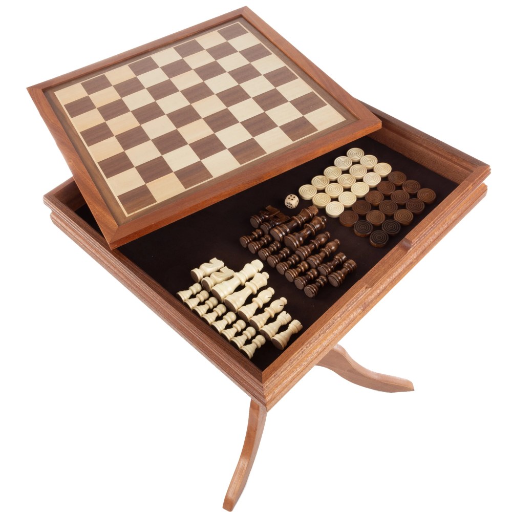 3-in-1 Reversible Game Table with Chess and Backgammon Set - Image 9