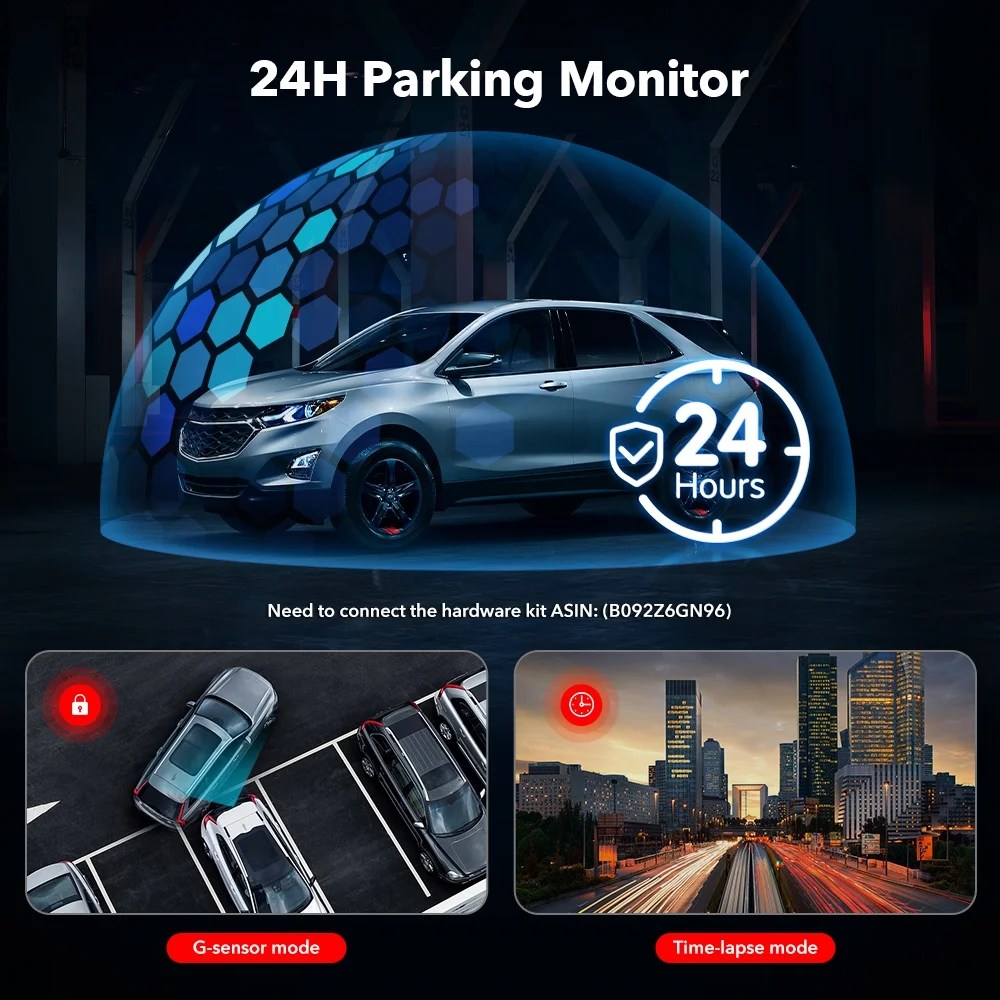 REDTIGER Dash Cam for Cars, 4K/2.5K Full HD Car Camera Dash Cam, 3.16" IPS Screen Dash Cam, Dashcam Built-in Wi-Fi GPS, Night Vision, Loop Recording, Vehicle, Parking Mode, Free 32GB Card - Image 8