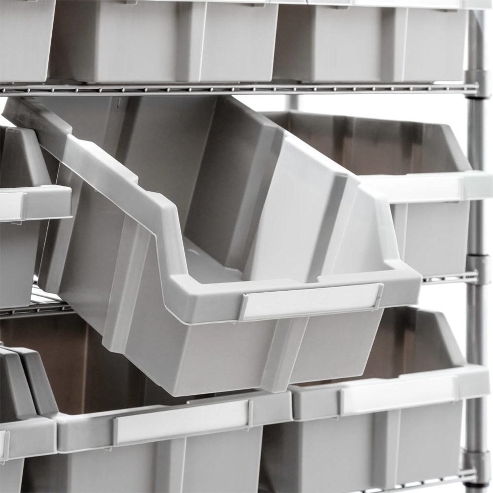 Seville Classics Extra-Wide 7-Tier NSF 21-Bin Rack, 48" W x 14" D x 56" H, Gray - Image 15