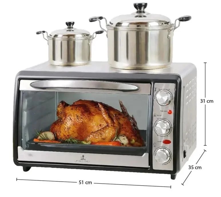 Extra Large Stainless Steel Toaster Oven with Warming Tray,Timer & Keep Warm Function - Image 2