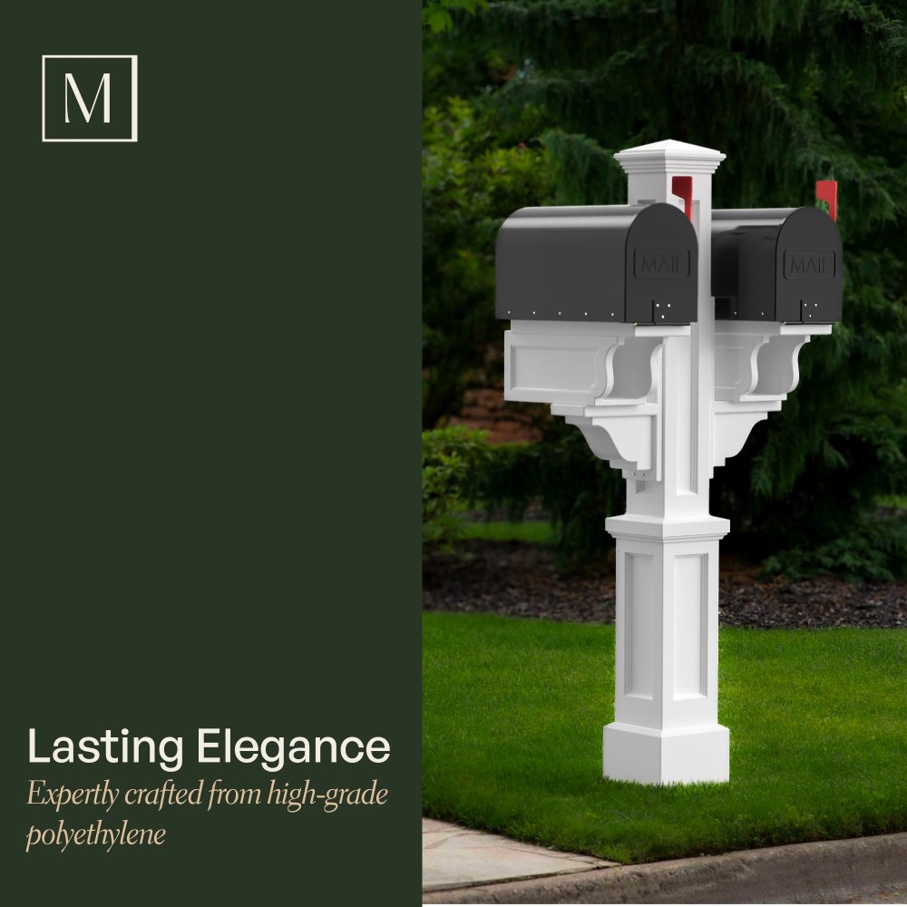 Mayne Rockport Double Mailbox Arm Mount Black Plastic Mailbox Post - Image 6