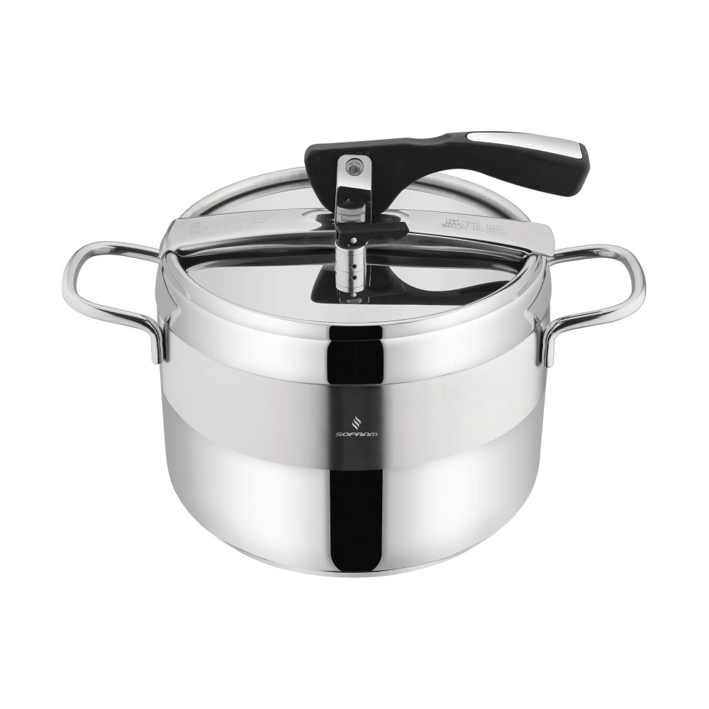Sofram Stainless Steel Pressure Cooker 6.3 Qt (6 L) Steamer Cooker Stovetop Instant Cooking Pot Induction Safe,Silver Color