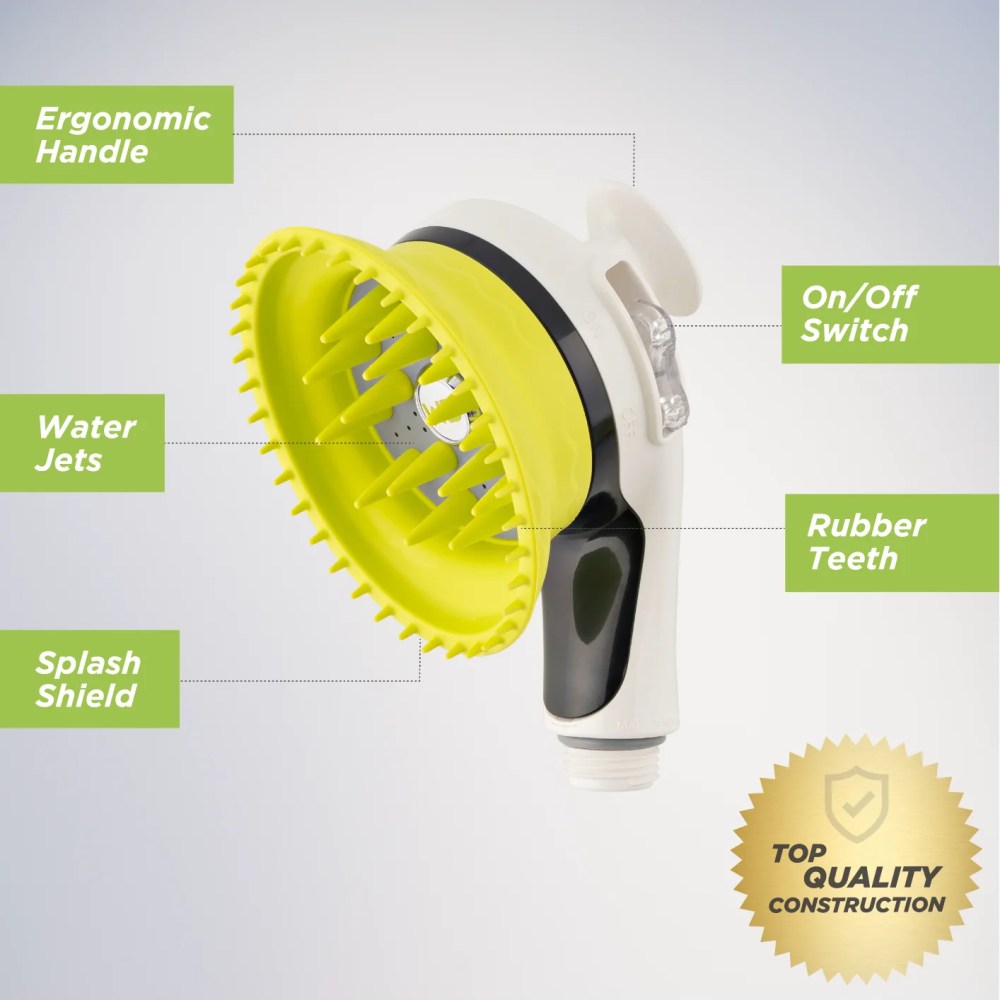 Wondurdog Quality Dog Wash Kit for Shower with Splash Guard Shield and Rubber Grooming Teeth. - Image 3