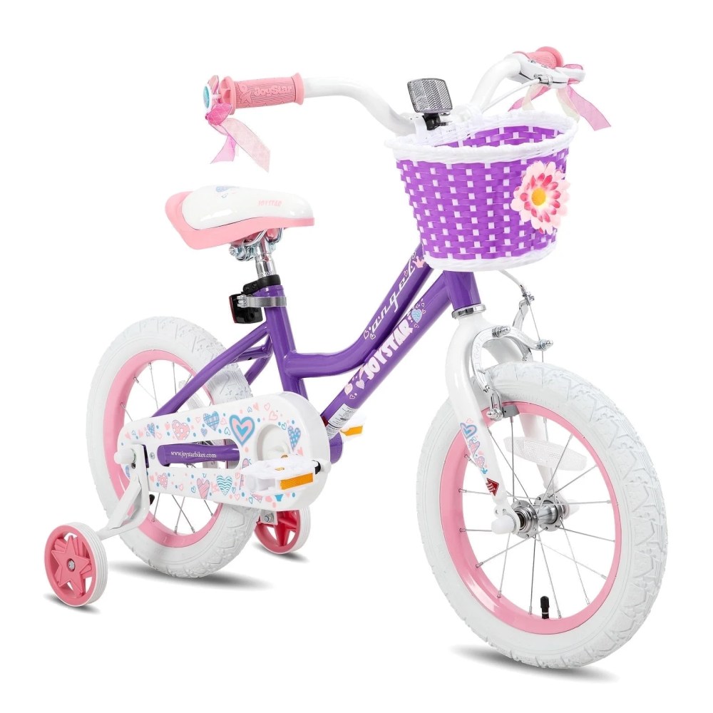 JOYSTAR Angel Girls Bike 14 Inch Kids Bike With Training Wheels for 3-5 Years Old Girls,Toddler Bicycle,Purple