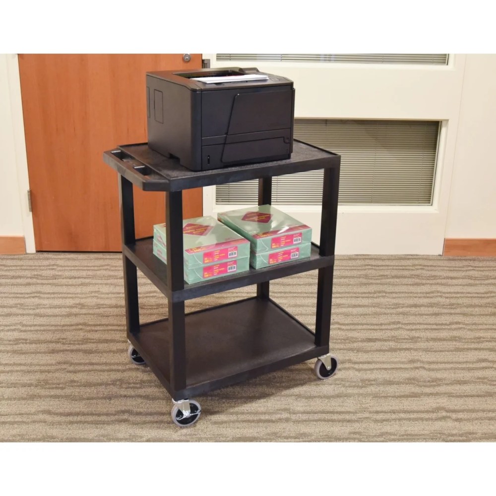Luxor 300 lb. 24" x 18"" 3-Shelf Black Utility Cart - Image 3