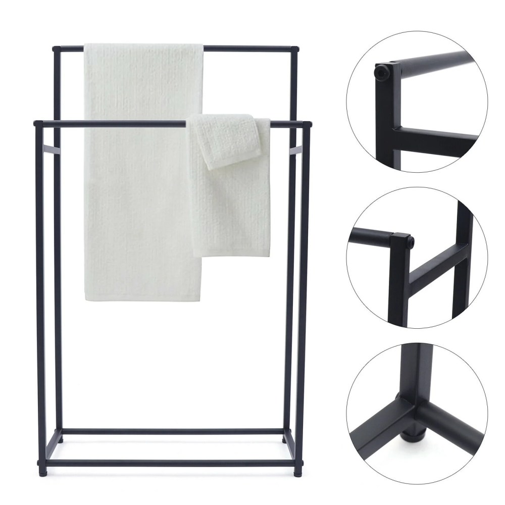 Nordic Metal Floor Standing Bathroom Towel Holder Storage Rack Drying Hanger Set
