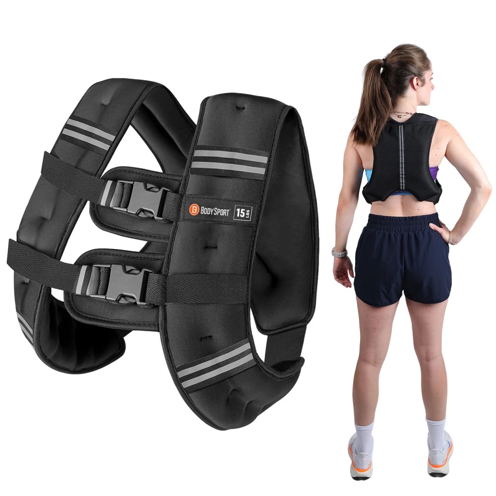 Body Sport Weighted Vest, 15 lb. - Adjustable Fitness Vest for Strength Training, Running, Walking, and Endurance Workouts
