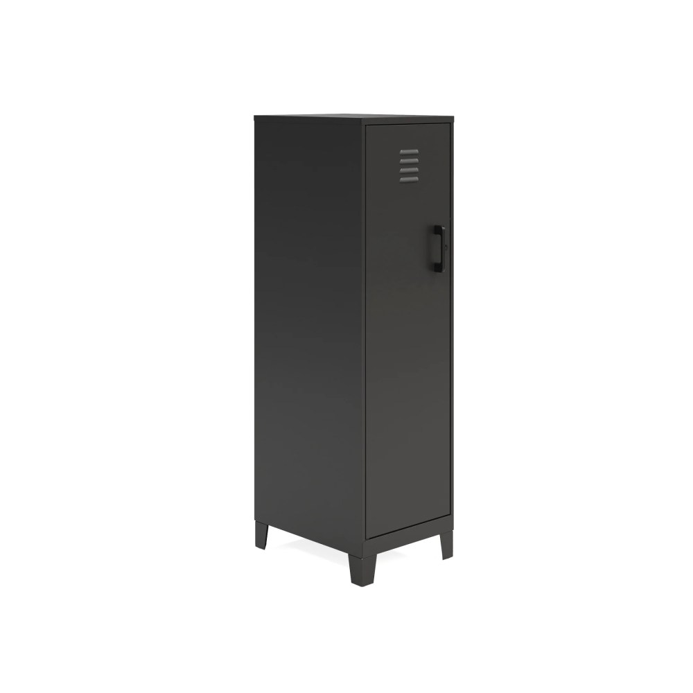 Space Solutions 53.38 inch High 4 Shelf Storage Locker Cabinet, Welded Metal, Fully Assembled, Vented Door, 3 inch Riser Legs, Black
