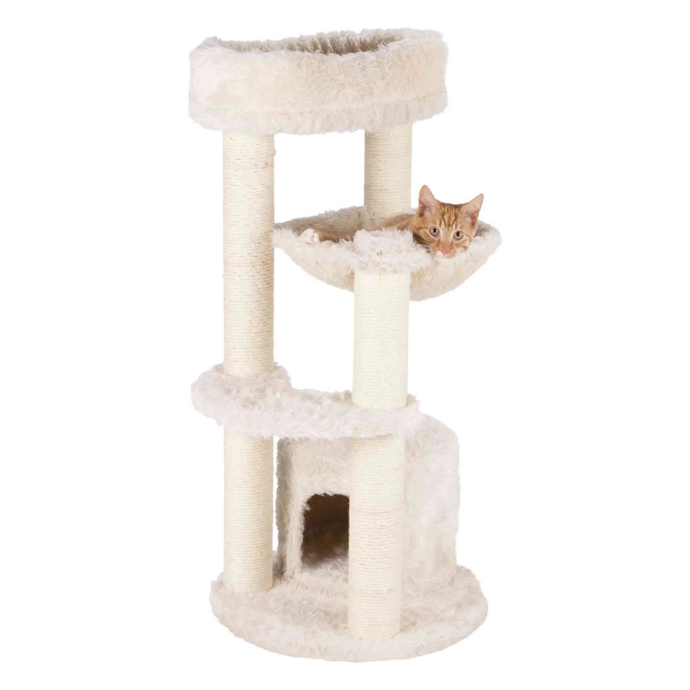 TRIXIE Baza Junior Jute & Plush 3-Level 39" Cat Tower, Scratching Posts and Condo, Cream - Image 3