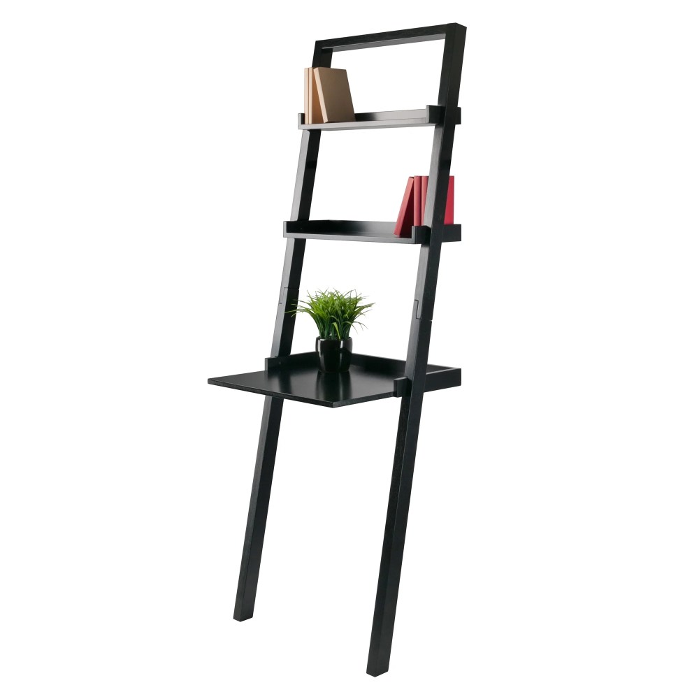 Winsome Wood Bellamy Leaning Desk with 2 Shelves,Black Finish - Image 3